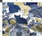 Cat Vintage Floral Gold Cats Navy Blue And Flowers Garden With Custom Printed Fabric by Spoonflower Various Fabrics by the Yard or Fat Quarter